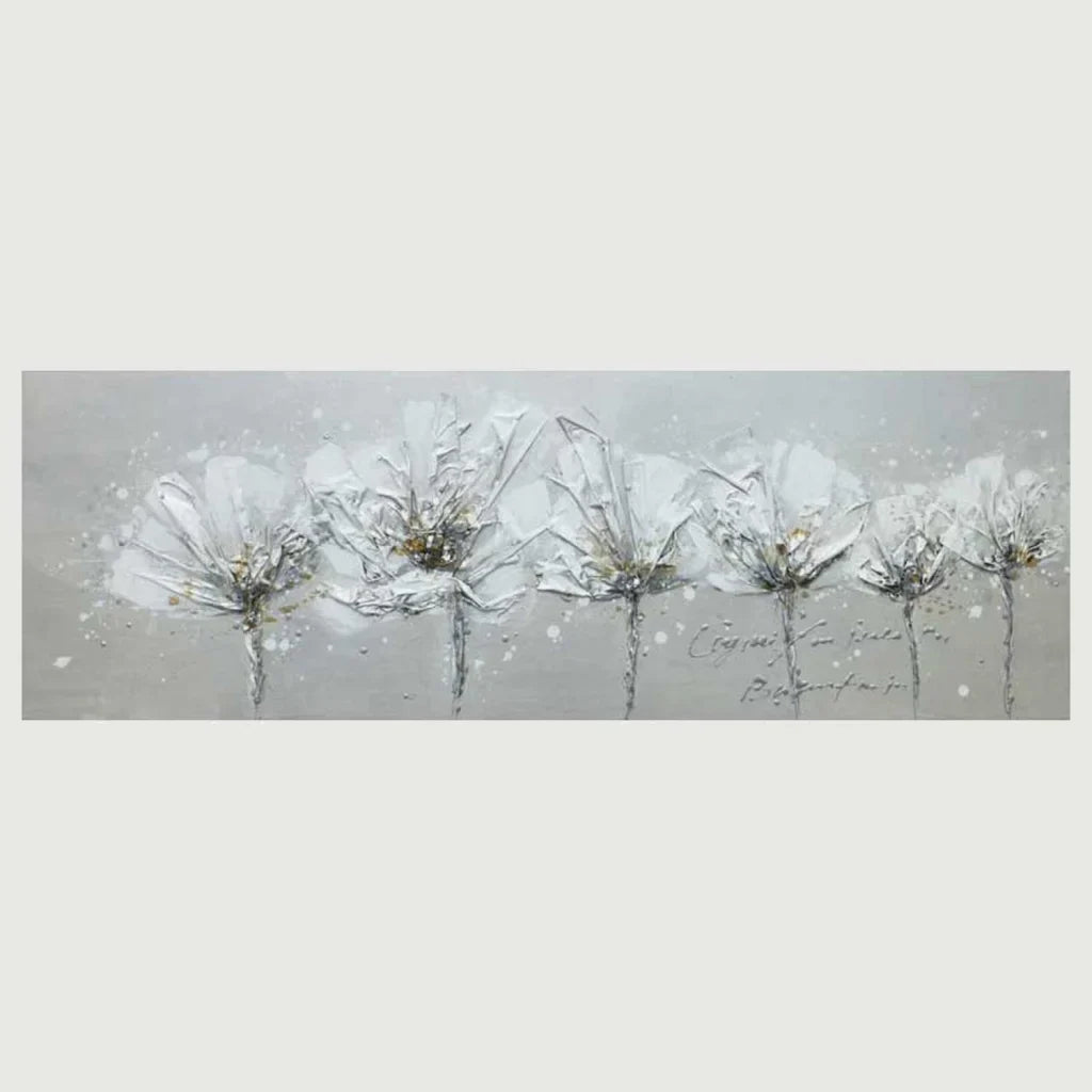 OIL PAINTING ART G3 - FLOWERS GREY 50X150