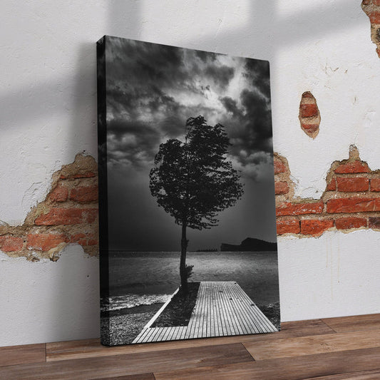 Tree by the lake Pre-Printed Canvas